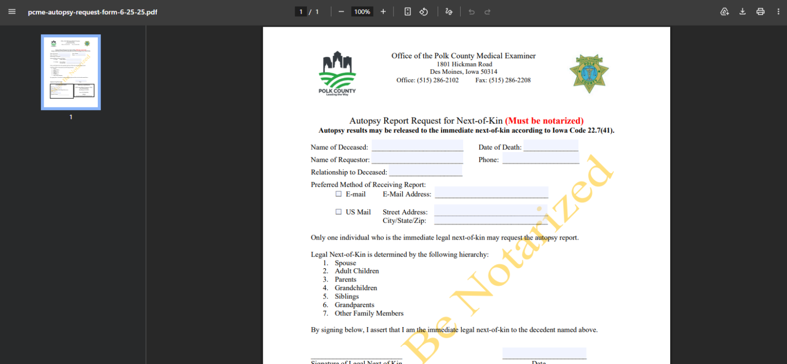 Autopsy Form.pdf Polk County Medical Examiner - Polk County Iowa